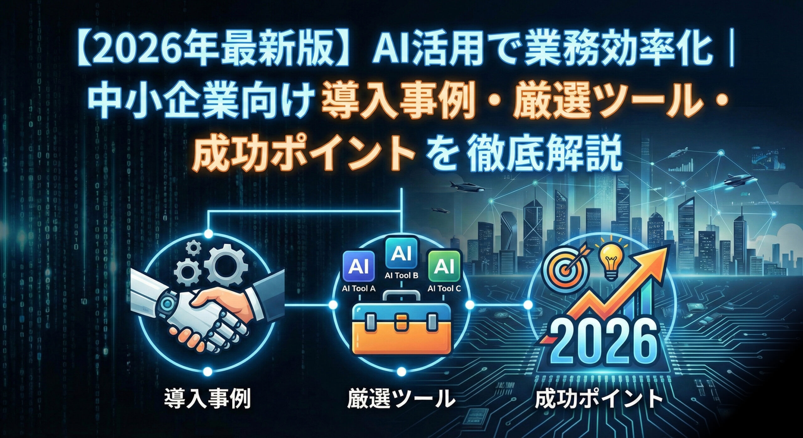【2026年最新版】AI活用で業務効率化｜中小企業向け導入事例・厳選ツール・成功ポイントを徹底解説
